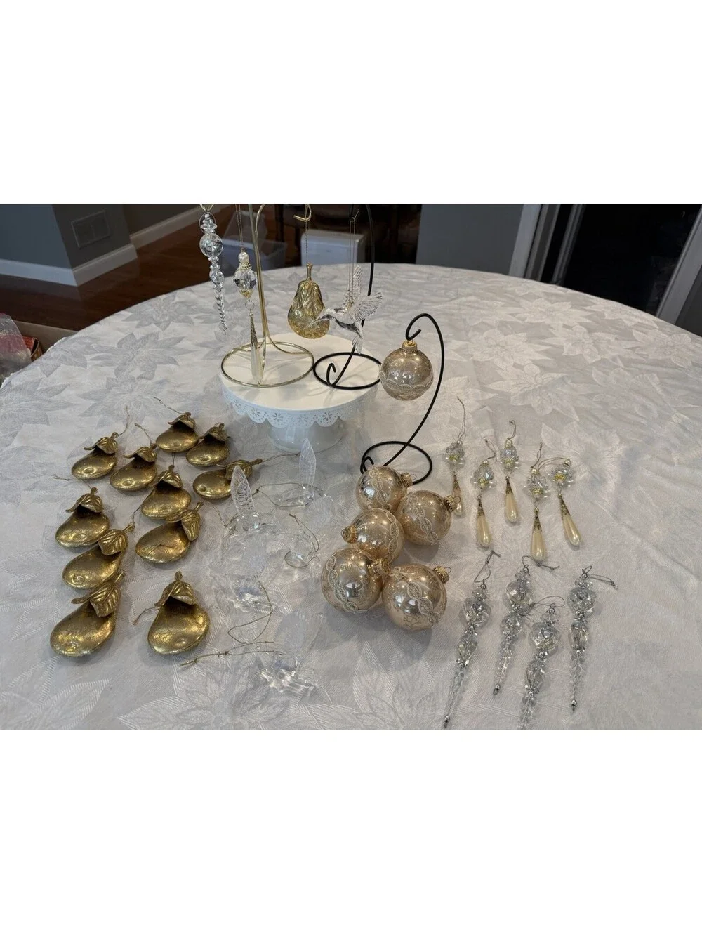 Lot Of 35 Vintage Christmas Ornaments Victorian Style Gold And Beaded Various